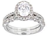 White Zircon Rhodium Over Sterling Silver Ring Set 2.22ctw