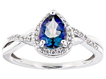 Picture of Blue Petalite Rhodium Over Sterling Silver Ring 0.83ctw