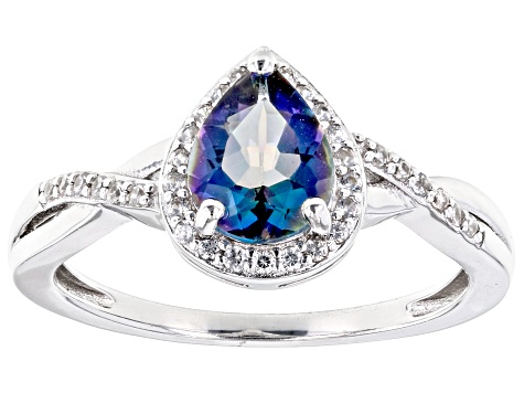 Blue Petalite Rhodium Over Sterling Silver Ring 0.83ctw