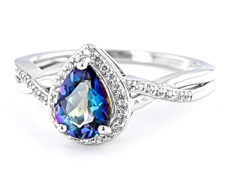 Blue Petalite Rhodium Over Sterling Silver Ring 0.83ctw
