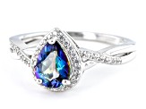 Blue Petalite Rhodium Over Sterling Silver Ring 0.83ctw