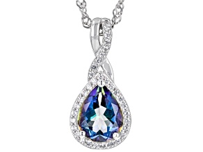 Blue Petalite Rhodium Over Silver Pendant With Chain 1.34ctw