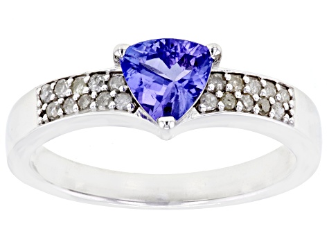 Blue Tanzanite Rhodium Over Sterling Silver Ring 0.75ctw