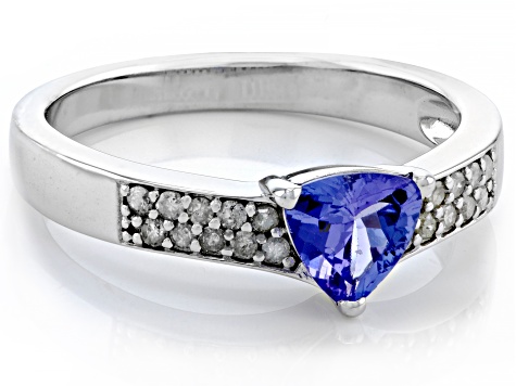 Blue Tanzanite Rhodium Over Sterling Silver Ring 0.75ctw