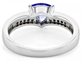 Blue Tanzanite Rhodium Over Sterling Silver Ring 0.75ctw