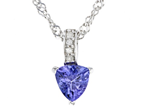 Blue Tanzanite Rhodium Over Silver Pendant With Chain 0.63ctw