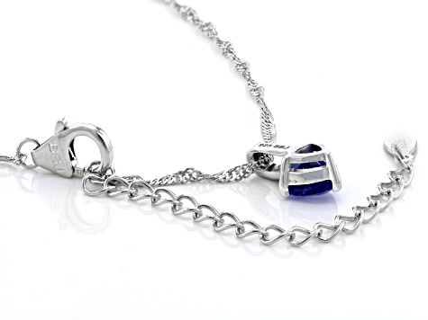 Blue Tanzanite Rhodium Over Silver Pendant With Chain 0.63