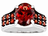 Red Labradorite Rhodium Over Sterling Silver Ring 3.85ctw