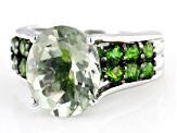 Green Prasiolite Rhodium Over Sterling Silver Ring 4.58ctw