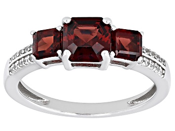 Picture of Red Garnet Rhodium Over Sterling Silver Ring 2.16ctw