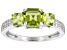 Green Peridot Rhodium Over Sterling Silver Ring 1.49ctw