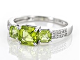 Green Peridot Rhodium Over Sterling Silver Ring 1.49ctw