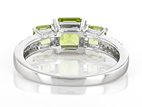 Green Peridot Rhodium Over Sterling Silver Ring 1.49ctw