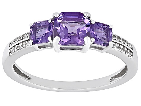 Purple Amethyst Rhodium Over Sterling Silver Ring 1.45ctw