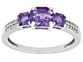 Purple Amethyst Rhodium Over Sterling Silver Ring 1.45ctw