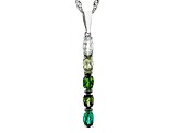 Green Lab Created Emerald Rhodium Over Silver Pendant with Chain 0.98ctw