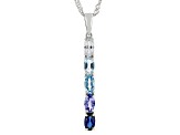 Blue Lab Created Sapphire Rhodium Over Silver Pendant with Chain 1.19ctw