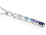 Blue Lab Created Sapphire Rhodium Over Silver Pendant with Chain 1.19ctw