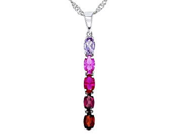 Picture of Red Garnet Rhodium Over Silver Pendant With Chain 1.14ctw