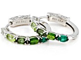 Green Lab Created Emerald Rhodium Over Silver Hoop Earrings 1.96ctw
