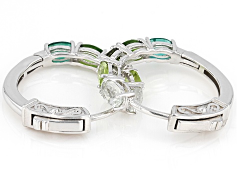 Green Lab Created Emerald Rhodium Over Silver Hoop Earrings 1.96ctw