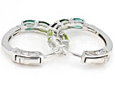 Green Lab Created Emerald Rhodium Over Silver Hoop Earrings 1.96ctw