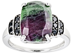 Red Ruby-in-Zoisite Rhodium Over Sterling Silver Ring 0.43ctw