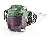 Red Ruby-in-Zoisite Rhodium Over Sterling Silver Ring 0.43ctw