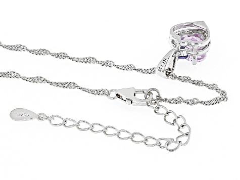 Pink Kunzite Rhodium Over Silver Pendant With Chain 1.59ctw