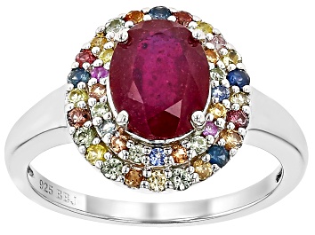 Picture of Red Mahaleo® Ruby Rhodium Over Silver Ring
