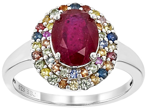 Red Mahaleo® Ruby Rhodium Over Silver Ring