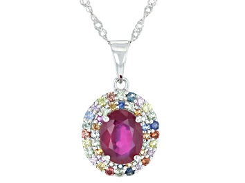 Picture of Red Mahaleo® Ruby Rhodium Over Silver Pendant With Chain 3.08ctw