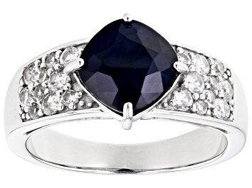 Picture of Blue Sapphire Rhodium Over Sterling Silver Ring 2.78ctw