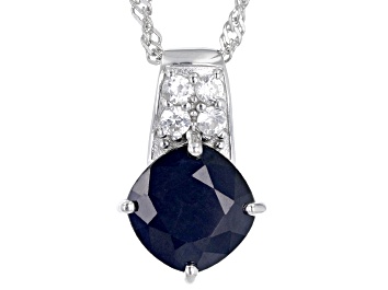 Picture of Blue Sapphire Rhodium Over Sterling Silver Pendant With Chain 2.31ctw