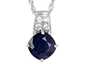 Blue Sapphire Rhodium Over Sterling Silver Pendant With Chain 2.31ctw