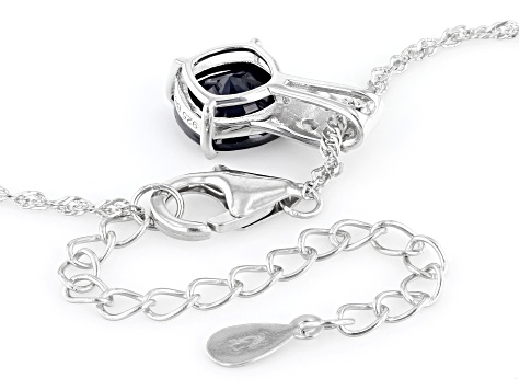Blue Sapphire Rhodium Over Sterling Silver Pendant With Chain 2.31  