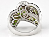 Green Chrome Diopside Rhodium Over Silver Buckle Ring 1.45ctw