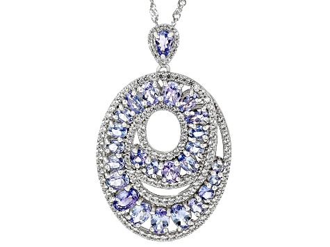 Blue Tanzanite Rhodium Over Sterling Silver Pendant With Chain 7.57ctw