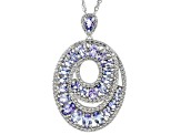 Blue Tanzanite Rhodium Over Sterling Silver Pendant With Chain 7.57ctw