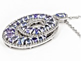 Blue Tanzanite Rhodium Over Sterling Silver Pendant With Chain 7.57ctw
