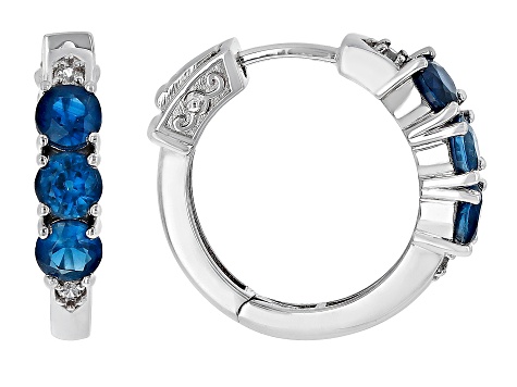 Blue Kyanite Rhodium Over Sterling Silver Hoop Earrings 1.60ctw