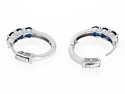 Blue Kyanite Rhodium Over Sterling Silver Hoop Earrings 1.60ctw