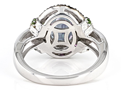 Multicolor Quartz Rhodium Over Sterling Silver Ring 2.63ctw