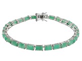 Green Sakota Emerald Rhodium Over Sterling Silver Tennis Bracelet 13.94ctw