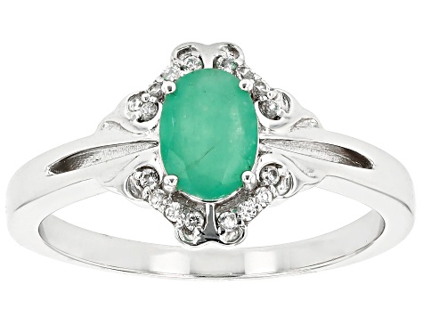 Green Sakota Emerald Rhodium Over Sterling Silver Ring 0.67ctw