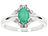 Green Sakota Emerald Rhodium Over Sterling Silver Ring 0.67ctw