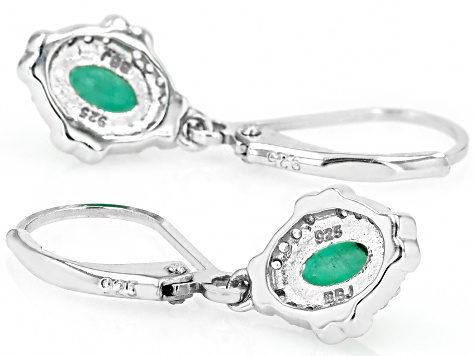 Green Sakota Emerald Rhodium Over Sterling Silver Earrings 0.90ctw