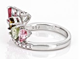 Multicolor Tourmaline Rhodium Over Sterling Silver Ring 1.70ctw