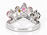 Multicolor Tourmaline Rhodium Over Sterling Silver Ring 1.70ctw