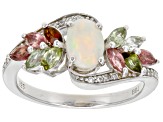 Multicolor Tourmaline Rhodium Over Sterling Silver Ring 1.30ctw